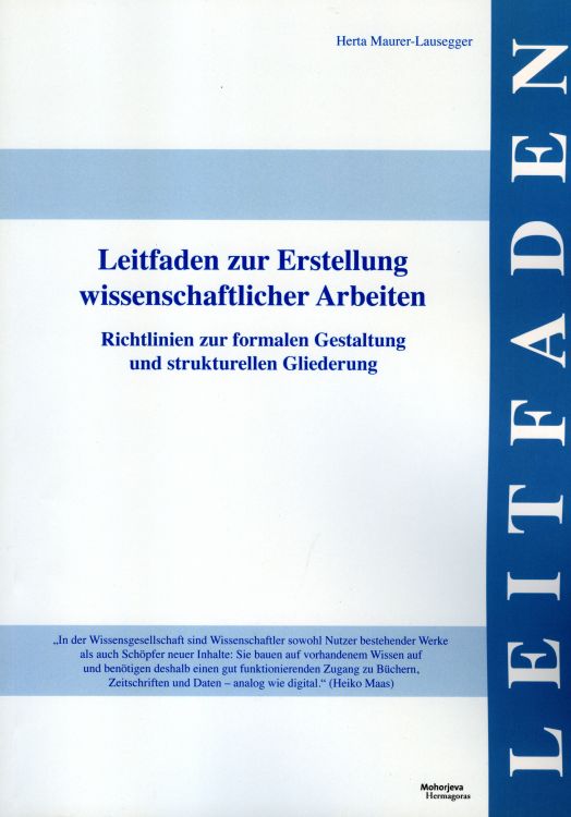 Cover: Leitfaden zur Erstellung wissenschaftlicher Arbeiten